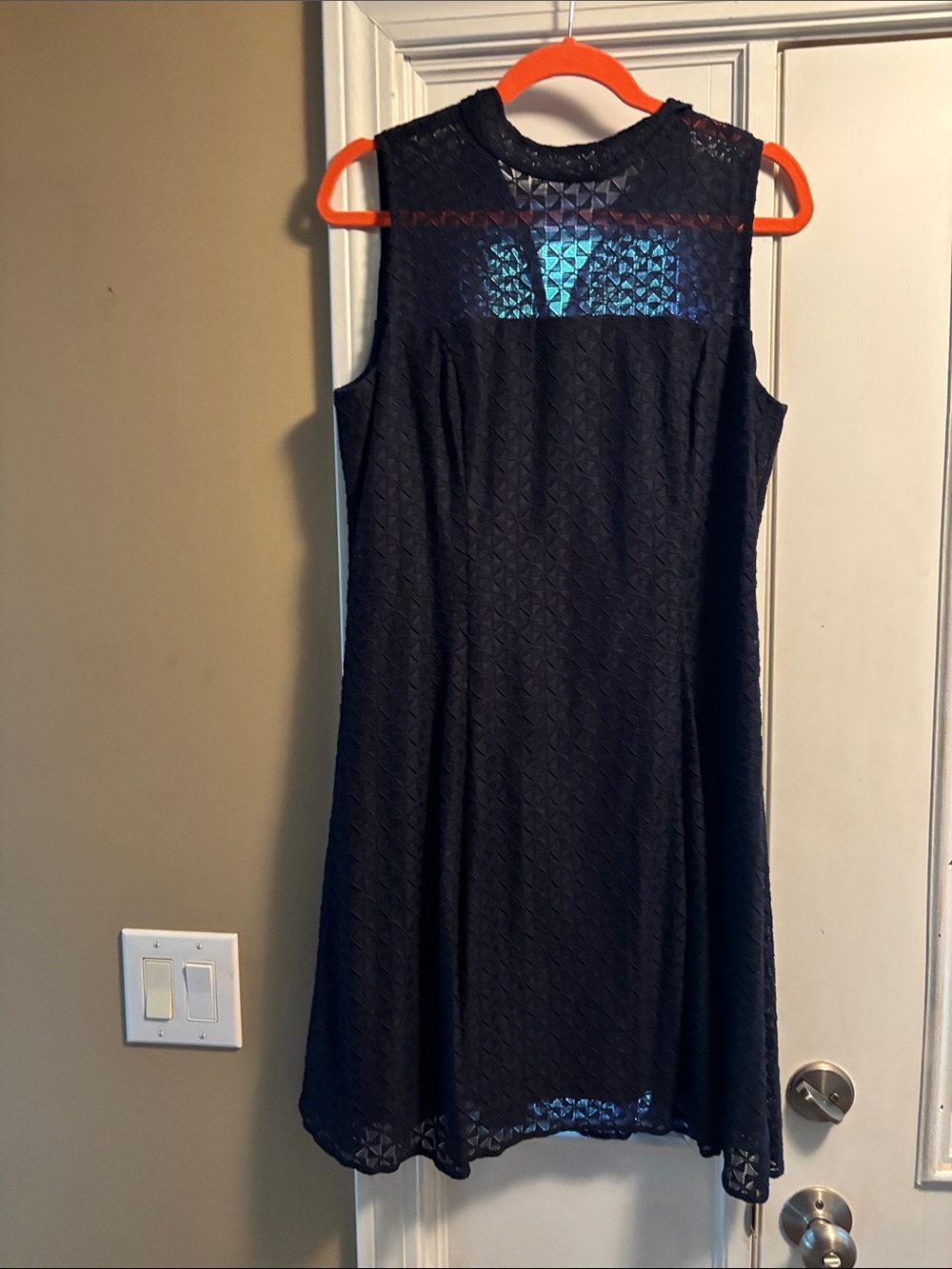 American Living Black Sleeveless A-Line Textured Dress